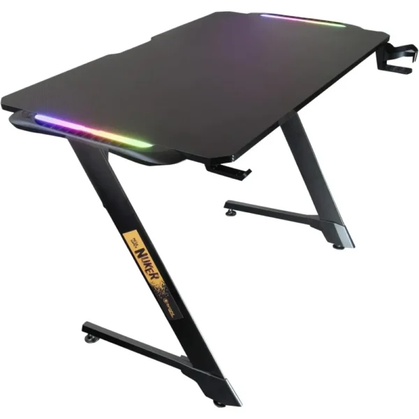 Mesa Gamer Nuker com Leds RGB Mouse Pad Suporte para Copo MG001 Brigh