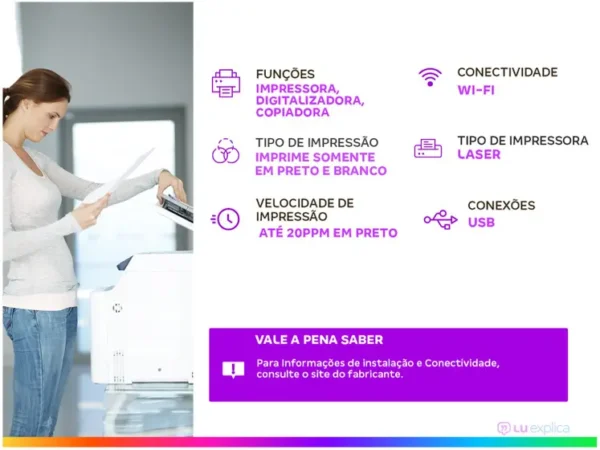 Impressora Multifuncional HP Laser 135W - Preto e Branco Wi-Fi USB - Imagem 2