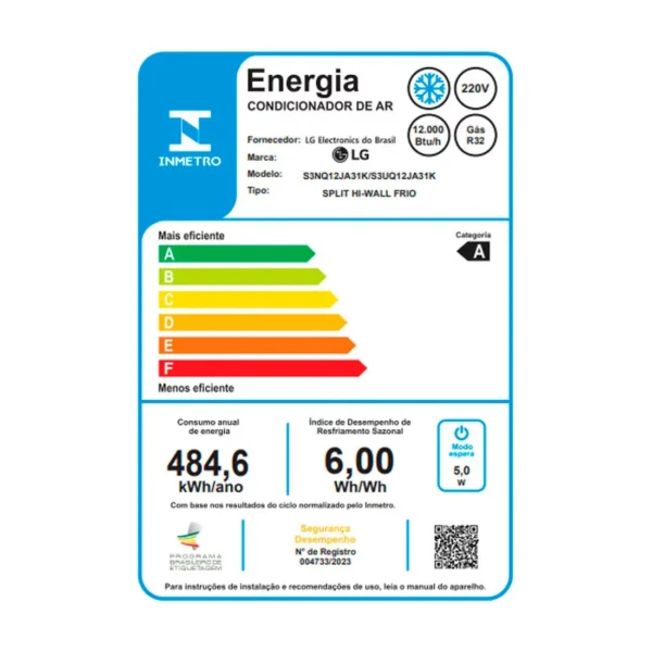 Ar Condicionado Split Inverter LG Hi Wall Dual Voice +AI 12000 BTUs Frio 220V - S3NQ12JA31K - Imagem 2