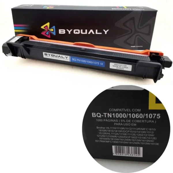Caixa com 10 Unds - Toner Compatível com Refil Brother TN-1060 Preto Byqualy - Imagem 2