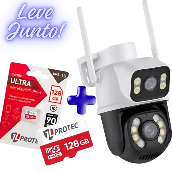 Combo Câmera Ip 2 Lentes Externa BBG Yoosee + Cartão MIcro SD 128GB JL Protec