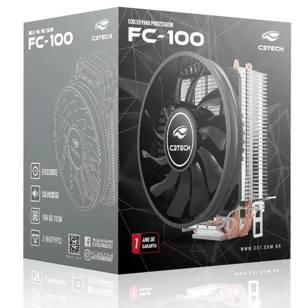 Cooler Air Gamer Intel 775/115X/1700 ou AMD AM3/AM4 FC-100M C3 Tech