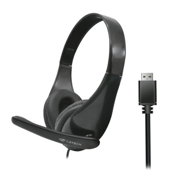FONE DE OUVIDO HEADSET COM MICROFONE USB PH-340 PRETO C3TECH - Imagem 3