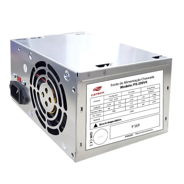 Fonte ATX 200W Real 24 Pinos sem Cabo de Força PS-200V4 C3 Tech