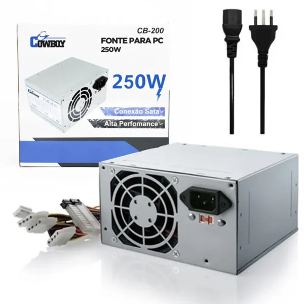 Fonte ATX 250W Real 24 Pinos com Cabo de Força CB-200 Cowboy