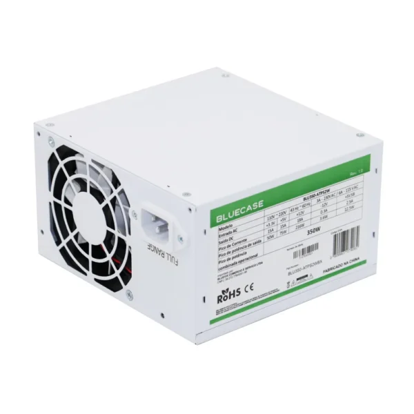 Fonte ATX 350W Real 24P Bivolt Automática com Cabo BLU350-ATPS2W Branca Bluecase - Imagem 3