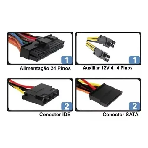Fonte ATX 350W Real 24P Bivolt Automática com Cabo Sem Caixa BLU350-ATPS3 Bluecase - Imagem 3
