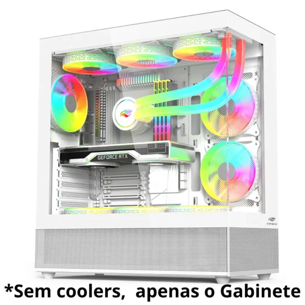 Gabinete Gamer ATX Aquarius em Vidro Temperado USB 3.0 Tipo-C sem Fonte MT-G850WH Branco C3 Tech