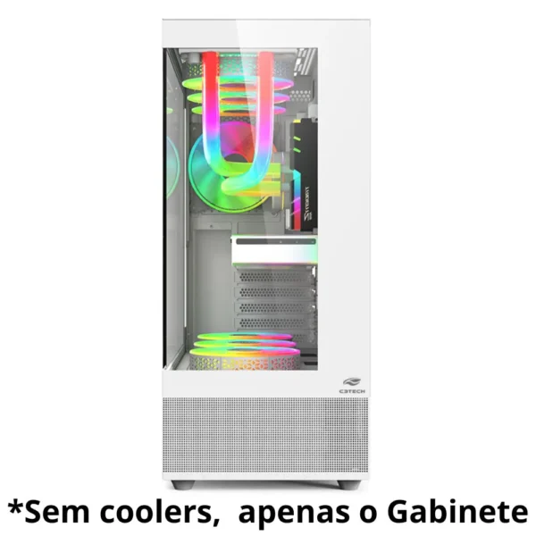 Gabinete Gamer ATX Aquarius em Vidro Temperado USB 3.0 Tipo-C sem Fonte MT-G850WH Branco C3 Tech - Imagem 3