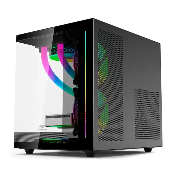 Gabinete Gamer USB 3.0 Lateral Vidro S/Fonte Aquarius MT-G810BK Preto C3 Tech