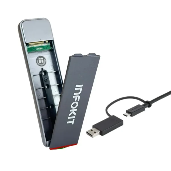 Gaveta / Case para SSD M.2 NVMe com cabo Tipo-C USB 3.1 ECASE-M2NV80 INFOKIT - Imagem 2