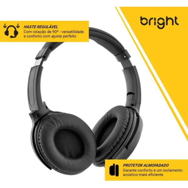HEADPHONE BLUETOOTH 5.0V BASS HP558 PRETO BRIGHT - Imagem 2