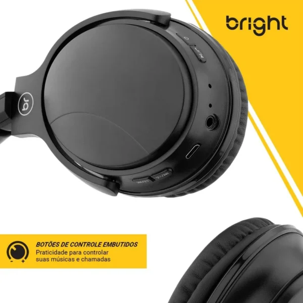 HEADPHONE BLUETOOTH 5.0V BASS HP558 PRETO BRIGHT - Imagem 2