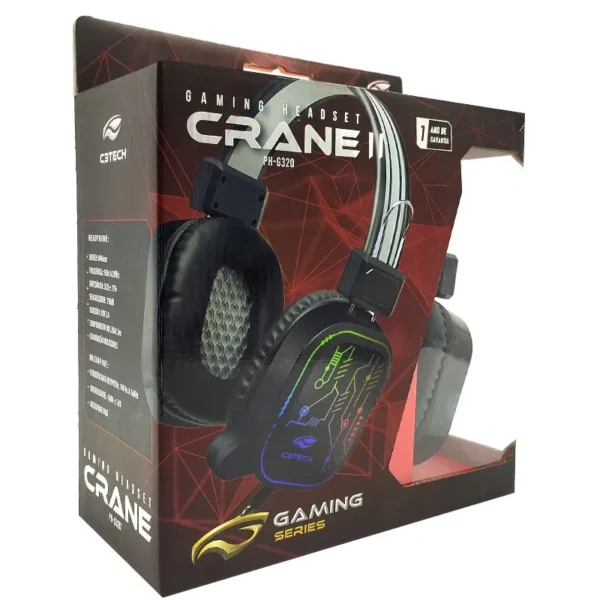 HEADSET GAMER CRANE II USB LED RGB PH-G320BKV2 C3 TECH