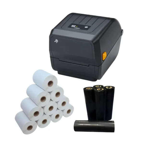 Kit Impressora de Etiquetas Zebra ZD220 com Etiquetas e Ribbons