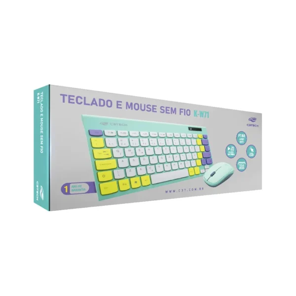 Kit - Mouse e Teclado Mini Sem Fio Multimídia K-W71 C3 Tech