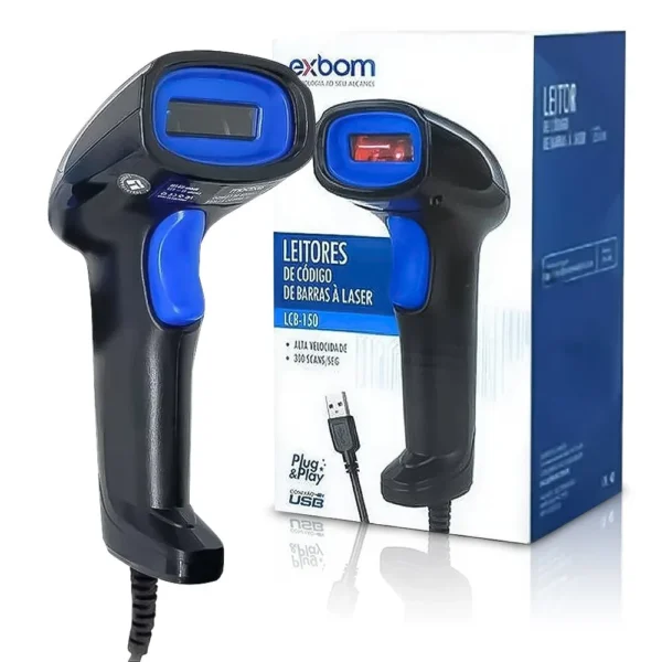 Leitor de Código de Barras e Boletos Bancários Laser USB sem Suporte LCB-150 Exbom