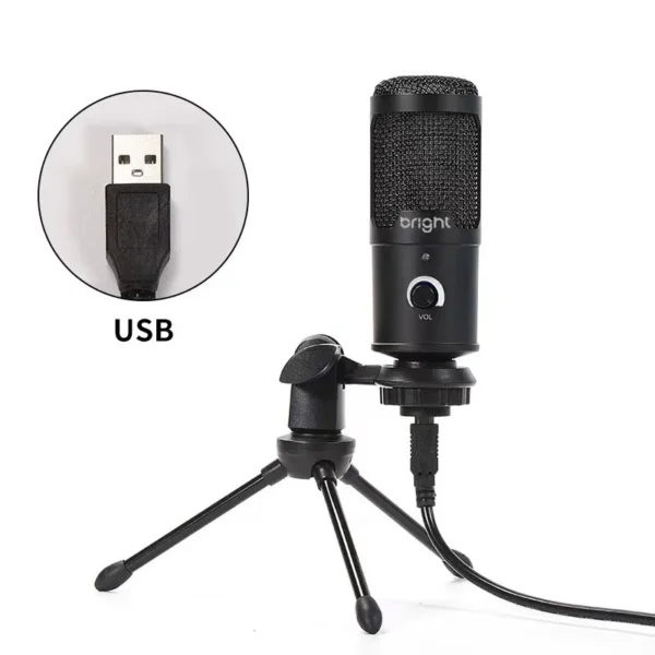 Microfone de Mesa Streamer USB Leds RGB com Tripé 180º ST001 Bright - Imagem 2