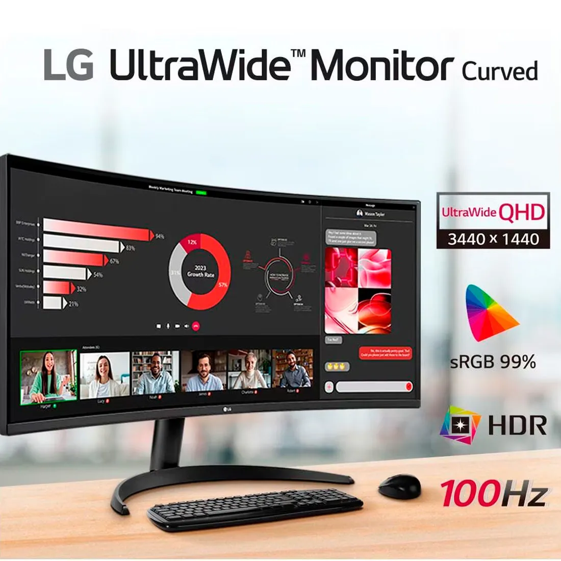 Monitor LG 34" 100Hz 5ms UltraWide Curvo 34WR50QC-B.AWZM -NAC - Imagem 2