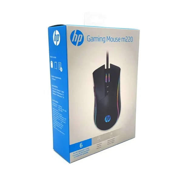 Mouse Gamer Óptico USB Leds RGB 4800Dpi 7 Botões M220 Preto HP