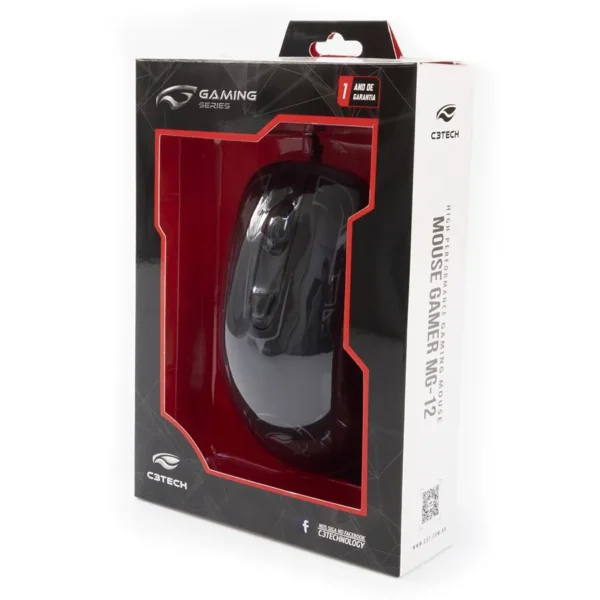 Mouse Gamer USB 2400DPI Leds MG-12BK Preto C3Tech