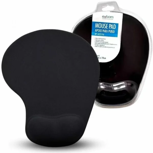 MOUSE PAD COM APOIO PUNHO GEL 23X19CM MP-AU2319A PRETO EXBOM