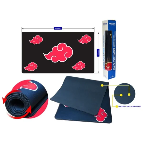 MOUSE PAD GAMER AKATSUKI 70X35CM BORDA COSTURADA MP-7035C EXBOM