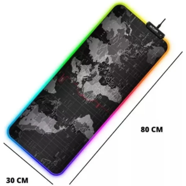 Mouse Pad Gamer Borda com Leds RGB 80X30cm Speed Mapa Mundi Exbom - Imagem 2
