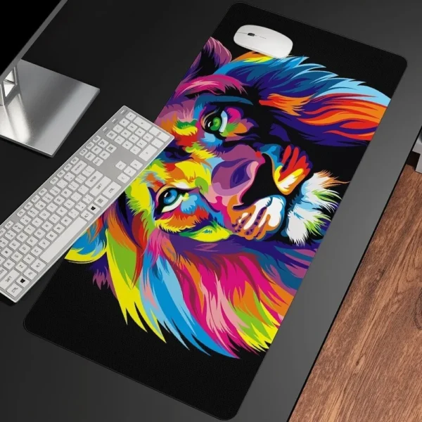 MOUSE PAD GAMER LEÃO 70X35CM BORDA COSTURADA MP-7035C EXBOM - Imagem 2