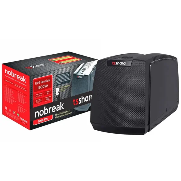 Nobreak 1500VA Senoidal Ent/Saida Bivolt com 8 Tomadas 2 Bateria Interna + Expansão TS Shara