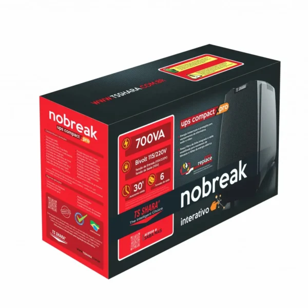 NOBREAK 700VA BIVOLT 6 TOMADAS 1 BATERIA UPS COMPATC XPRO TS SHARA