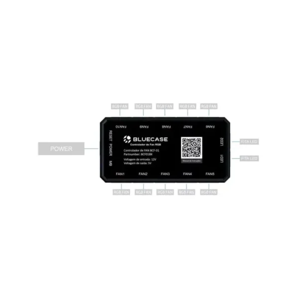 Placa Controladora de 10X Coolers Fans com Controle Remoto BCF-01 Bluecase - Imagem 4