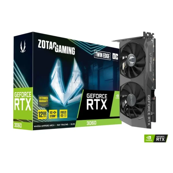 Placa de Vídeo 12Gb/DDR6 192Bit Nvidia Geforce RTX-3060 1-Hdmi 3-Displayport 2-Fans Zotac