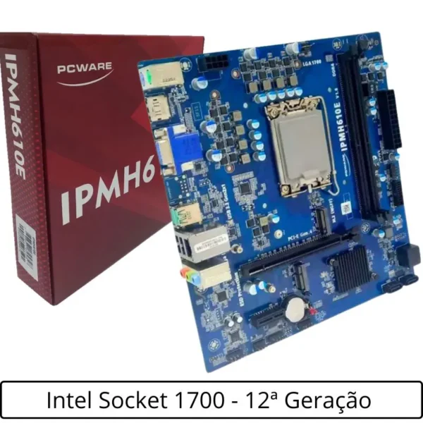 Placa Mãe Soket Intel 1700 12ª Geração DDR4 VGA HDMI Rede Gigabit IPMH610E PCWare