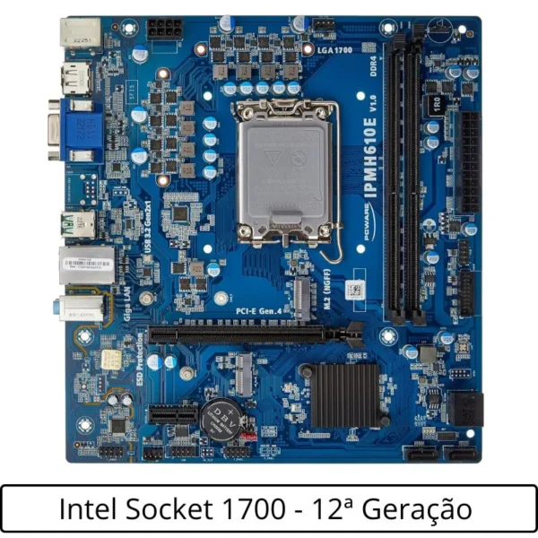 Placa Mãe Soket Intel 1700 12ª Geração DDR4 VGA HDMI Rede Gigabit IPMH610E PCWare - Imagem 3