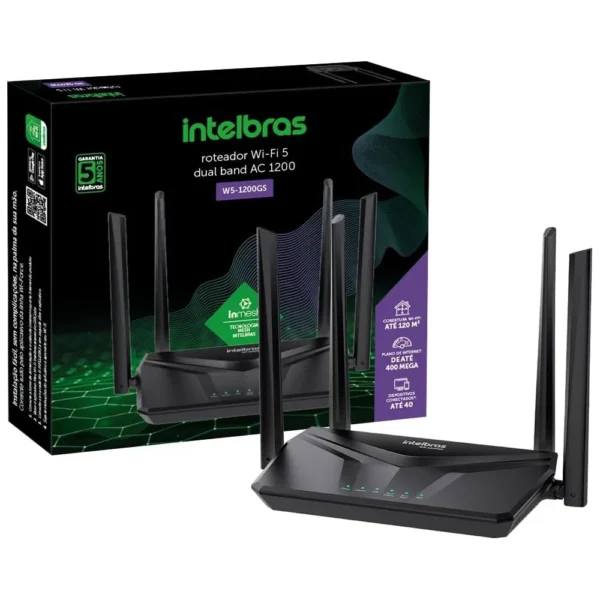 ROTEADOR WI-FI MESH DUAL BAND 5GHZ+2.4GHZ WAN/LAN GIGABIT W5-1200GS INTELBRAS