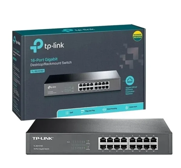 Switch 16 Portas 10/100/1000 Gigabit TL-SG1016D Montável em Rack TP-Link