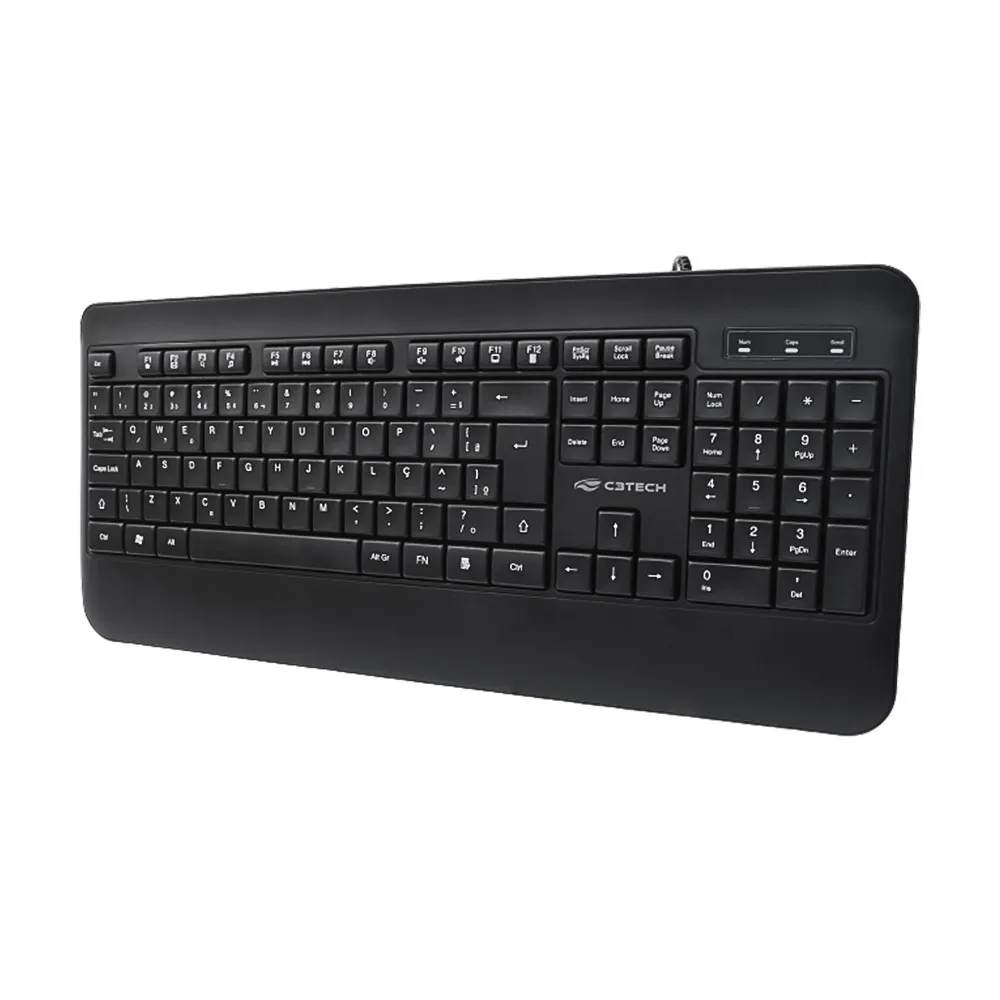 Teclado USB de Teclas Baixas Multimídia ABNT2 com Apoio de Pulso KB-M100 Preto C3 Tech -NAC - Imagem 2