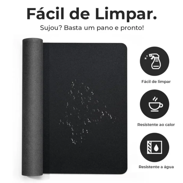 Mouse Pad Grande 90x40 Couro Preto Antiderrapante Deskpad Ergonômico Para Mesa Office Alta Qualidade - Yuniv