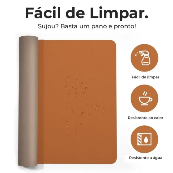 Mouse Pad Grande 90x40 Couro Preto Antiderrapante Deskpad Ergonômico Para Mesa Office Alta Qualidade - Yuniv