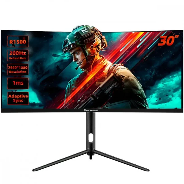 Monitor Gamer Ultrawide Curvo Safe Gamer 30 WFHD 200Hz 1MS HDMI DP VA Adaptive-sync Preto - SafeGamer - Imagem 3