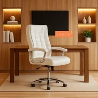 Cadeira Escritório Couro Presidente Molas Ensacadas Nr17 Califórnia Fratini Cor:branco. -NAC