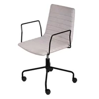 Cadeira Escritório Giratória Baixa Lima Or Design Tecido Bouclé Cinza Base Aço Preto Rodízio Nylon -NAC