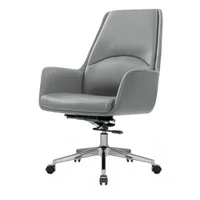 Cadeira Escritório Giratória Diretor Atlanta Rivatti Revestimento Pu Cinza Base Estrela Cromada -NAC