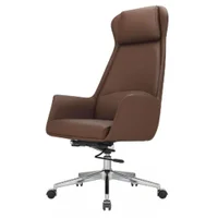Cadeira Escritório Giratória Presidente Atlanta Rivatti Revestimento Pu Marrom Base Estrela Cromada -NAC