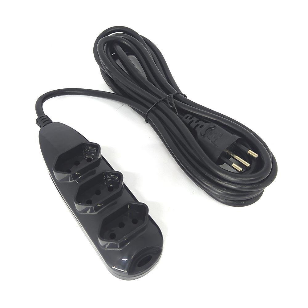 Extensão Elétrica 5m 3 Tomadas Tripolar 10A Bivolt SL7003-5m Mbtech -NAC