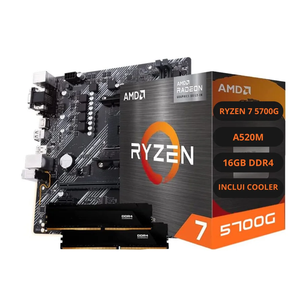 Kit Upgrade Amd Ryzen 7 5700g Vega 8 Placa Mãe A520 Memória Ram 16gb Ddr4 -NAC