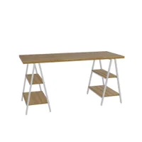 Mesa Cavalete 150x60x75cm Kuadra Lâmina Mel -NAC