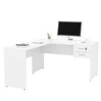 Mesa De Escritório Em L 1.40x1.50 Com Gaveteiro Tampo 30mm - Branco -NAC