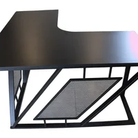 Mesa De Escritório Em L Aço Cor Preto E Mdf Preto Estilo Industrial Me-04 -NAC